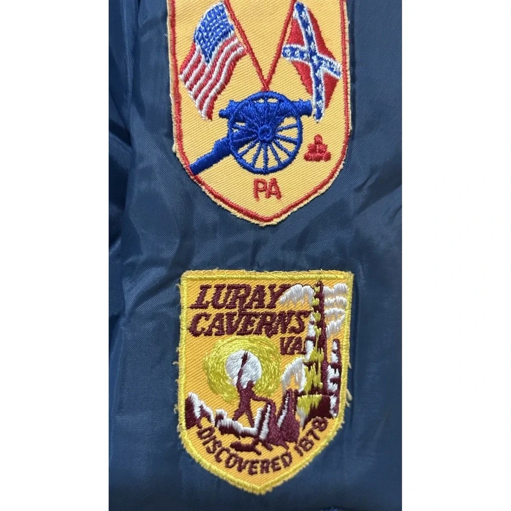 Champion Jacket Mens‎ Blue Lined Bishop Kearney w Travel Patches Vintage Medium